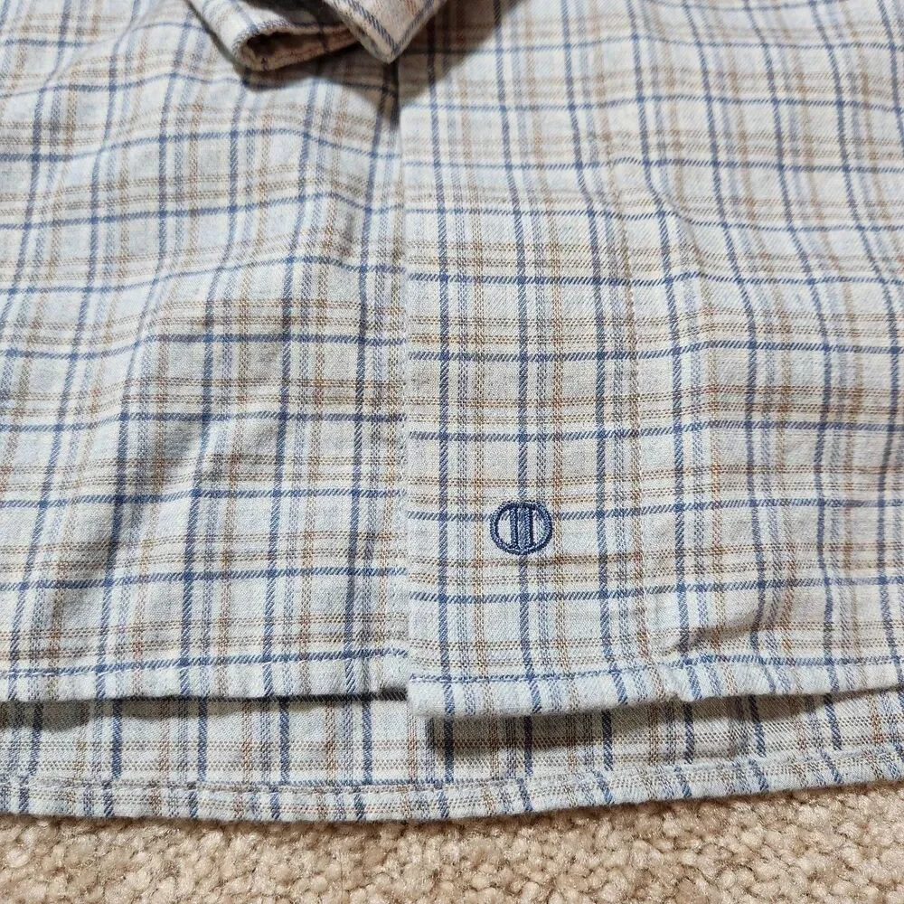 David Donahue Button Up Shirt Men 16 M/L Gray Plaid Long Sleeve Fusion